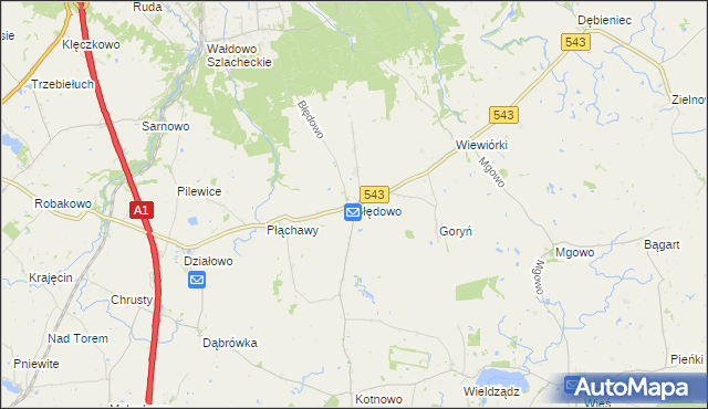 mapa Błędowo gmina Płużnica, Błędowo gmina Płużnica na mapie Targeo