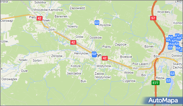 mapa Bliżyn, Bliżyn na mapie Targeo
