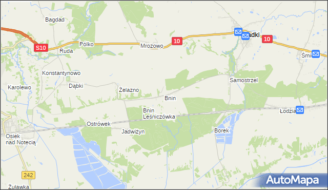 mapa Bnin gmina Sadki, Bnin gmina Sadki na mapie Targeo
