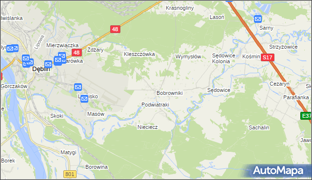 mapa Bobrowniki gmina Ryki, Bobrowniki gmina Ryki na mapie Targeo