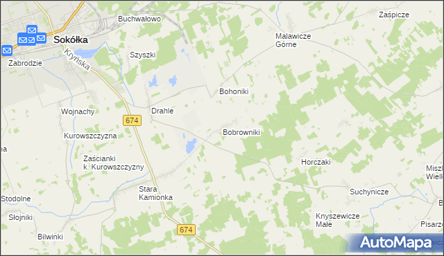 mapa Bobrowniki gmina Sokółka, Bobrowniki gmina Sokółka na mapie Targeo