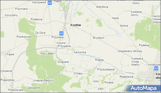 mapa Bogdanów gmina Kozłów, Bogdanów gmina Kozłów na mapie Targeo