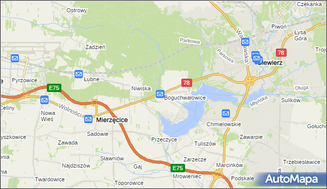 mapa Boguchwałowice, Boguchwałowice na mapie Targeo