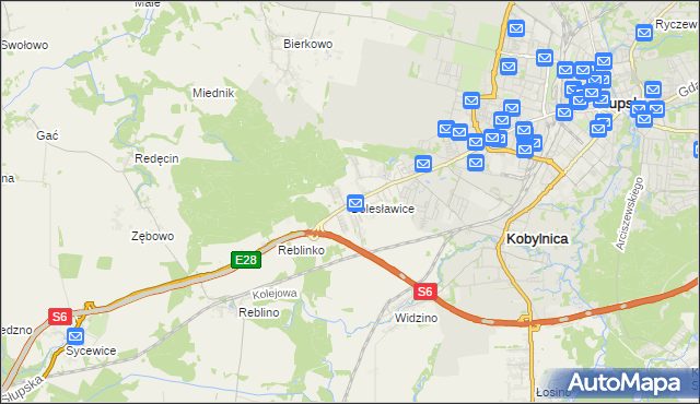 mapa Bolesławice gmina Kobylnica, Bolesławice gmina Kobylnica na mapie Targeo