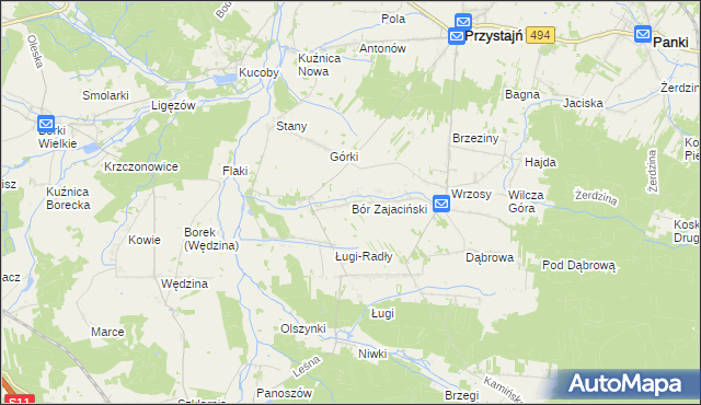 mapa Bór Zajaciński, Bór Zajaciński na mapie Targeo