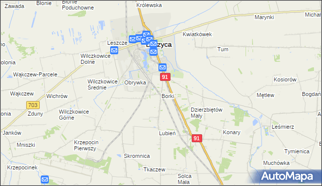 mapa Borki gmina Łęczyca, Borki gmina Łęczyca na mapie Targeo