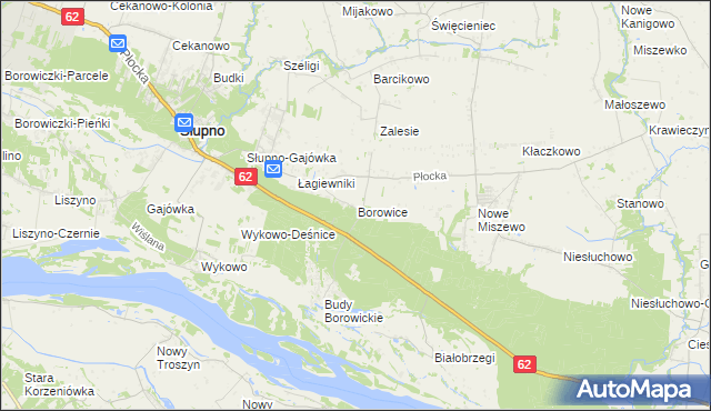 mapa Borowice gmina Bodzanów, Borowice gmina Bodzanów na mapie Targeo