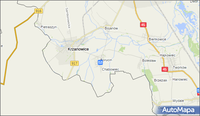 mapa Borucin gmina Krzanowice, Borucin gmina Krzanowice na mapie Targeo