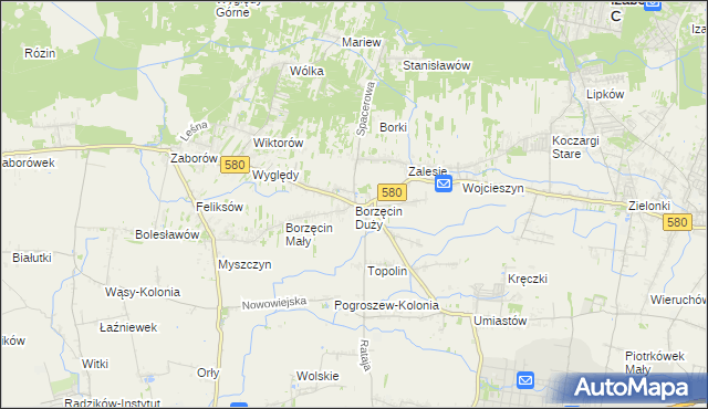 mapa Borzęcin Duży, Borzęcin Duży na mapie Targeo