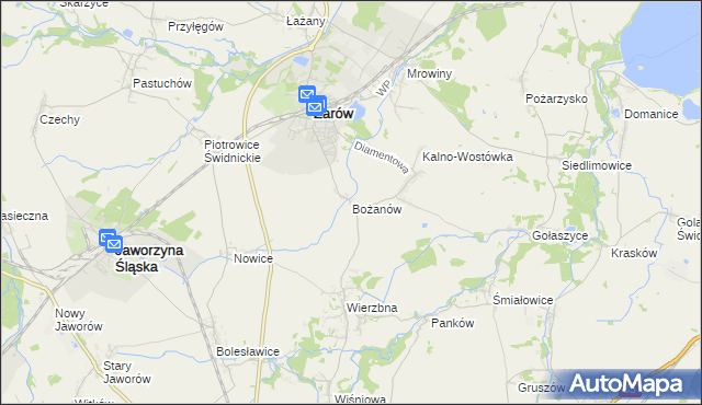 mapa Bożanów, Bożanów na mapie Targeo