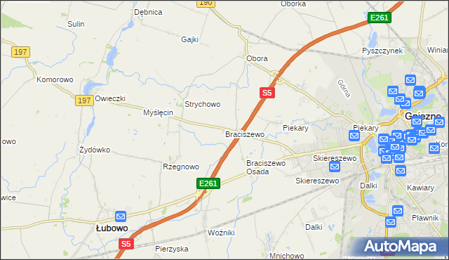 mapa Braciszewo, Braciszewo na mapie Targeo