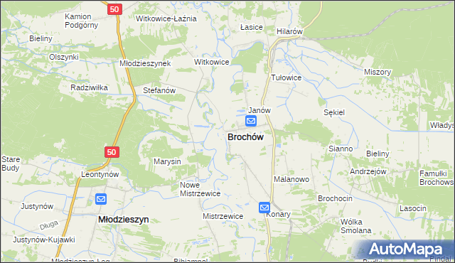 mapa Brochów powiat sochaczewski, Brochów powiat sochaczewski na mapie Targeo
