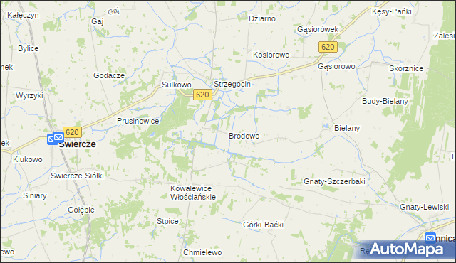 mapa Brodowo gmina Świercze, Brodowo gmina Świercze na mapie Targeo