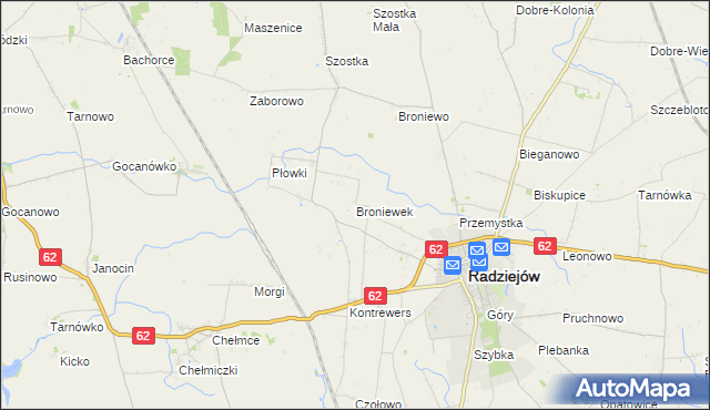 mapa Broniewek, Broniewek na mapie Targeo