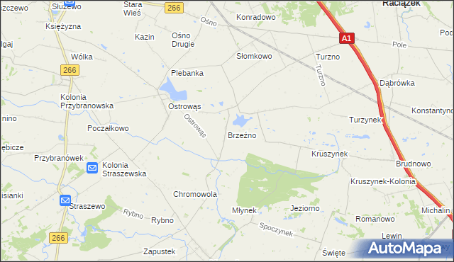 mapa Brzeźno gmina Koneck, Brzeźno gmina Koneck na mapie Targeo