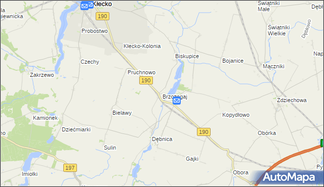mapa Brzozogaj gmina Kłecko, Brzozogaj gmina Kłecko na mapie Targeo