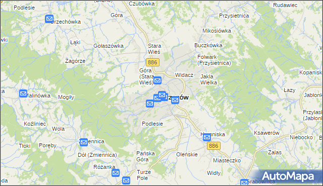 mapa Brzozów, Brzozów na mapie Targeo