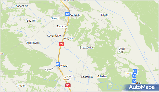 mapa Brzozówka gmina Kadzidło, Brzozówka gmina Kadzidło na mapie Targeo