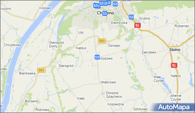 mapa Brzozowo gmina Kijewo Królewskie, Brzozowo gmina Kijewo Królewskie na mapie Targeo