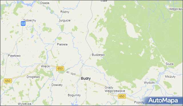 mapa Budzewo, Budzewo na mapie Targeo