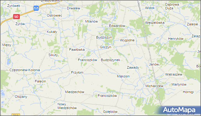 mapa Budziszynek, Budziszynek na mapie Targeo