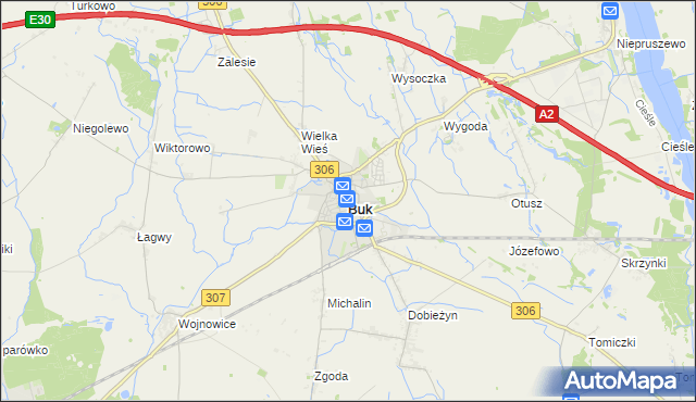 mapa Buk powiat poznański, Buk powiat poznański na mapie Targeo