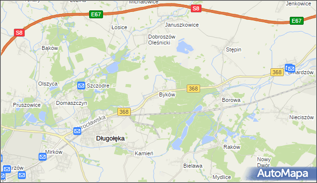 mapa Byków, Byków na mapie Targeo