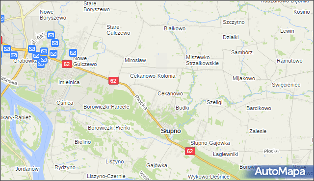 mapa Cekanowo gmina Słupno, Cekanowo gmina Słupno na mapie Targeo