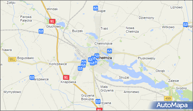 mapa Chełmża, Chełmża na mapie Targeo