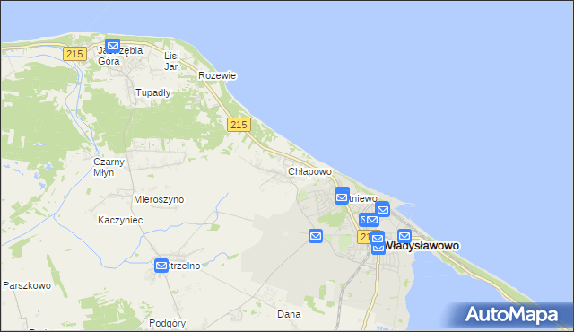 mapa Chłapowo gmina Władysławowo, Chłapowo gmina Władysławowo na mapie Targeo