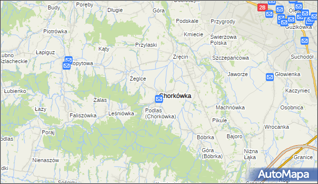 mapa Chorkówka, Chorkówka na mapie Targeo