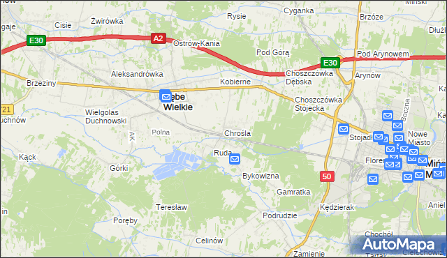 mapa Chrośla, Chrośla na mapie Targeo