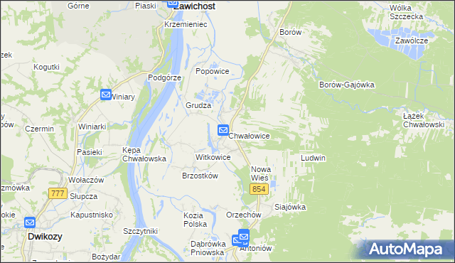 mapa Chwałowice gmina Radomyśl nad Sanem, Chwałowice gmina Radomyśl nad Sanem na mapie Targeo