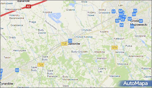 mapa Chylice gmina Jaktorów, Chylice gmina Jaktorów na mapie Targeo