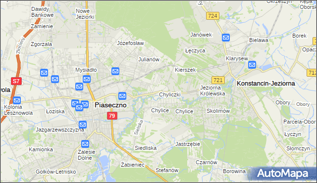 mapa Chyliczki gmina Piaseczno, Chyliczki gmina Piaseczno na mapie Targeo