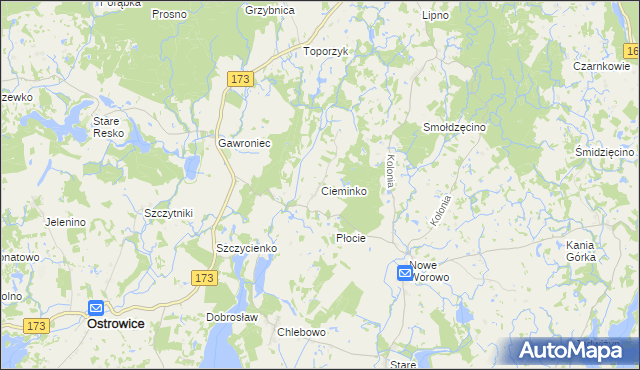 mapa Cieminko, Cieminko na mapie Targeo