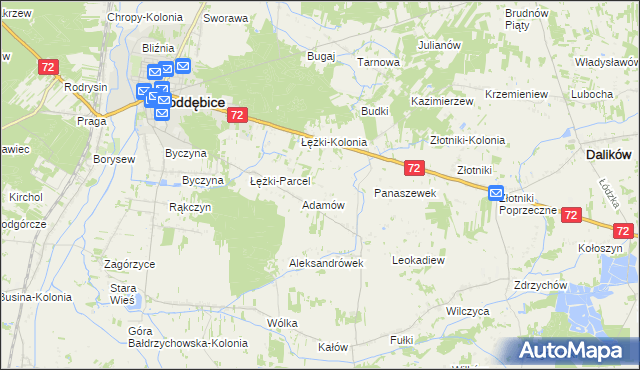 mapa Ciężków gmina Poddębice, Ciężków gmina Poddębice na mapie Targeo