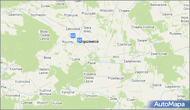 mapa Ciołki gmina Brąszewice, Ciołki gmina Brąszewice na mapie Targeo