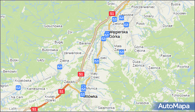 mapa Cisiec, Cisiec na mapie Targeo