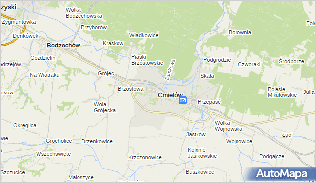 mapa Ćmielów, Ćmielów na mapie Targeo