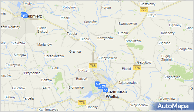mapa Cudzynowice, Cudzynowice na mapie Targeo