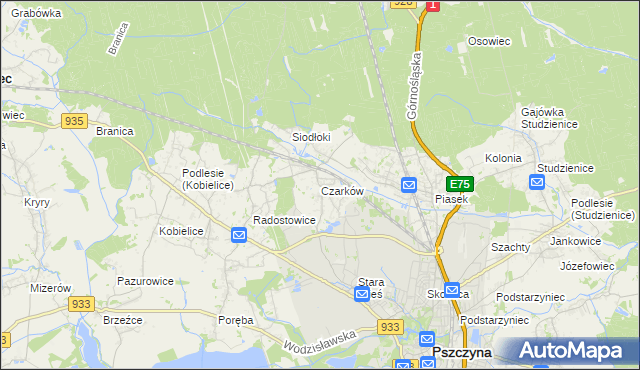 mapa Czarków gmina Pszczyna, Czarków gmina Pszczyna na mapie Targeo