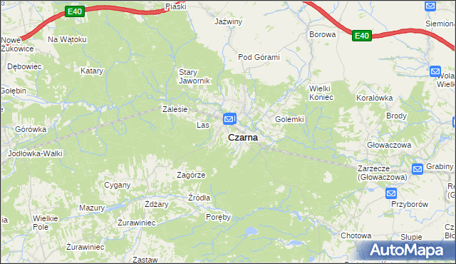 mapa Czarna powiat dębicki, Czarna powiat dębicki na mapie Targeo