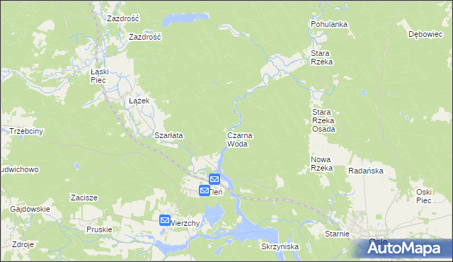 mapa Czarna Woda gmina Osie, Czarna Woda gmina Osie na mapie Targeo