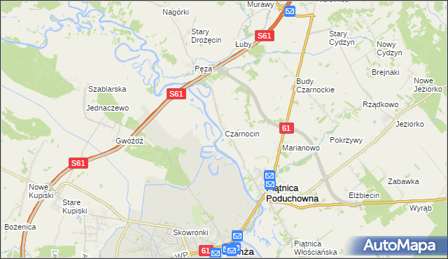 mapa Czarnocin gmina Piątnica, Czarnocin gmina Piątnica na mapie Targeo