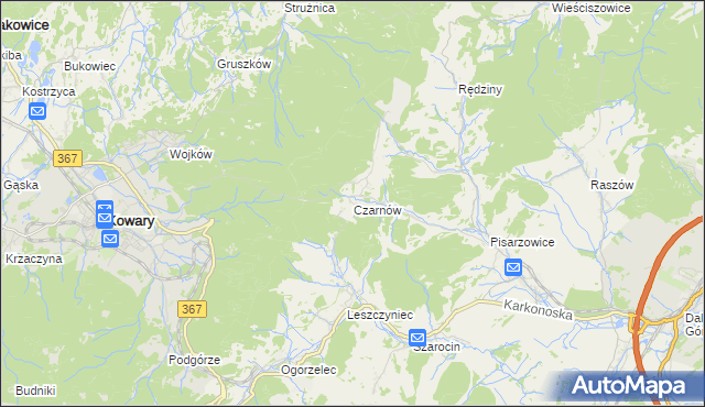 mapa Czarnów gmina Kamienna Góra, Czarnów gmina Kamienna Góra na mapie Targeo