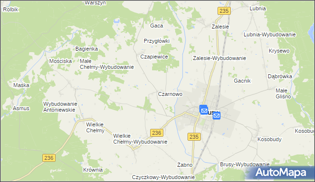 mapa Czarnowo gmina Brusy, Czarnowo gmina Brusy na mapie Targeo