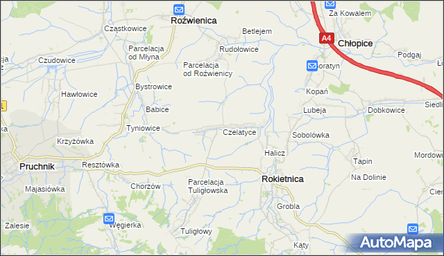 mapa Czelatyce, Czelatyce na mapie Targeo