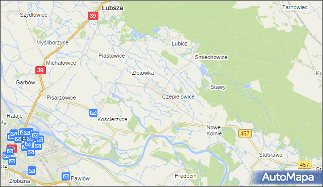 mapa Czepielowice, Czepielowice na mapie Targeo