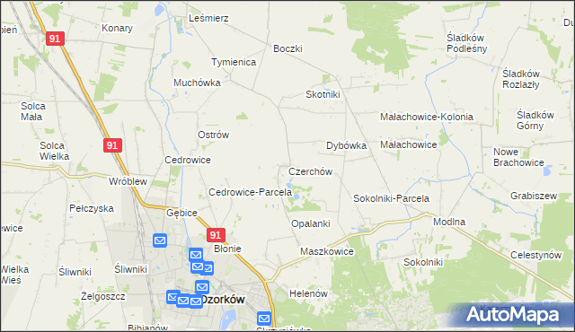 mapa Czerchów, Czerchów na mapie Targeo